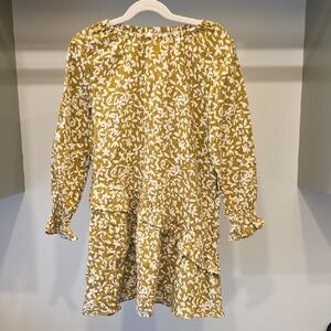 Rylee + Cru Mustard and White Floral Ruffle Dress